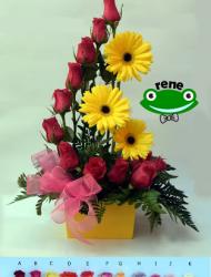 ADORNO ROSES Y GERBERAS